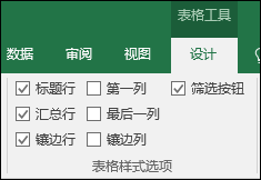 选中表格单元格时功能区上的 "表格工具" 选项的图像