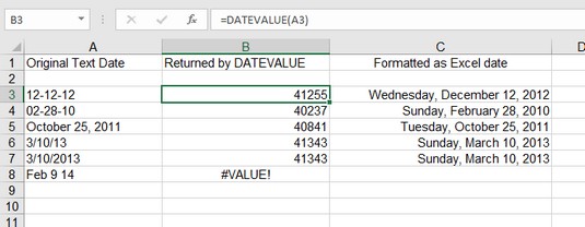 如何使用Excel DATEVALUE函数将文本转换为日期