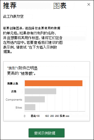 使用推荐的图表创建图表