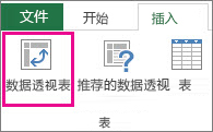 “插入”选项卡上的“数据透视表”按钮