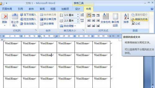 Word2007:表格到文本格式的转换