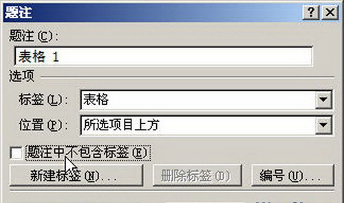 Word  2007“题注”对话框