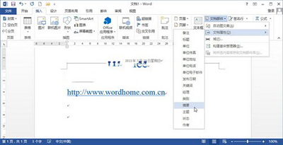 Word2013如何插入文档摘要和关键词？