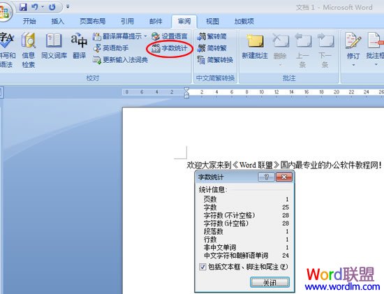 Word2007字数统计