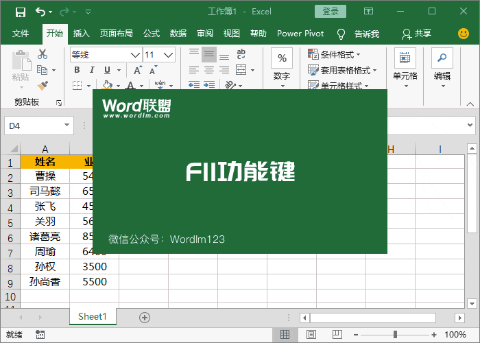 F11：一鍵創建圖表