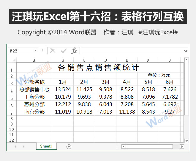 表格行列交换:王琦玩Excel的第十六招