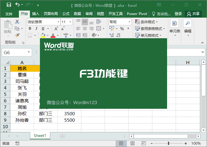 F3：粘貼名稱