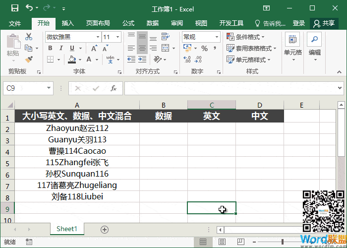使用通配符从Excel中提取英文字母、汉字和数字