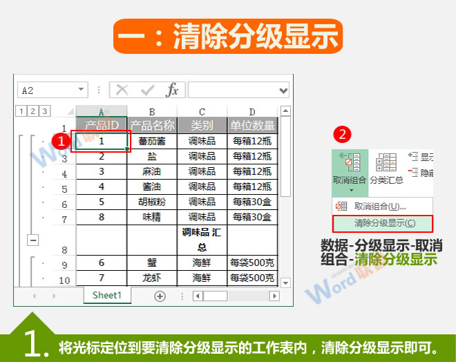 清除分级显示