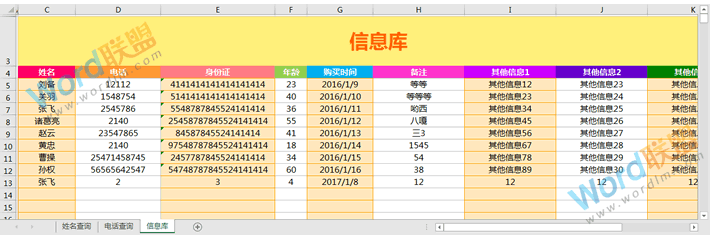 中小型公司必備模板：Excel用戶信息查詢系統模板下載