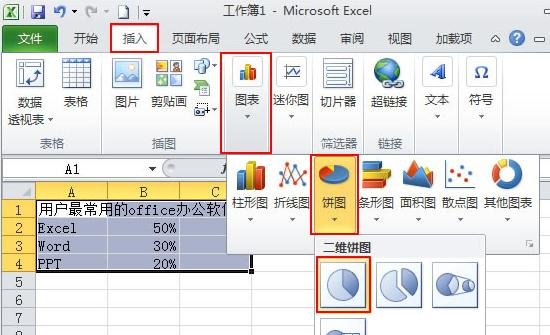 如何在2010年制作扇形图