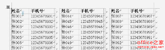 WPS文字实现数据分栏打印