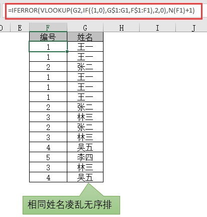 如何给相同姓名添加相同Excel表格编号(图3)