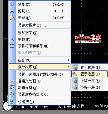 單擊“疊放 次序／置于底層”