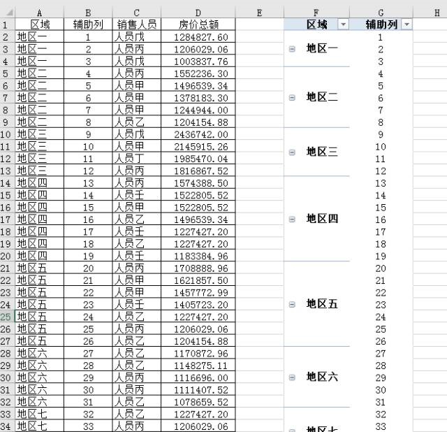 巧用excel数据透视表批量生成合并单元格(图8)