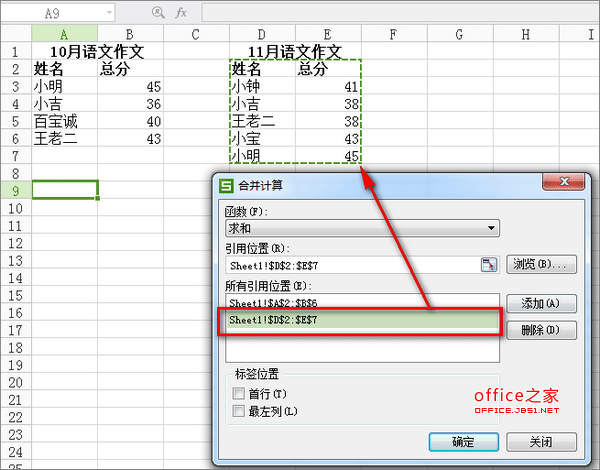 如何計算多個工作表數據總和