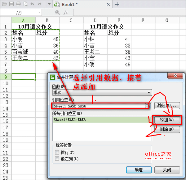 如何计算多个工作表数据总和