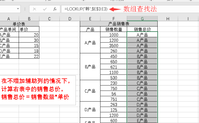 LOOKUP函数——合并单元格拆分与查找计算的利器(图3)