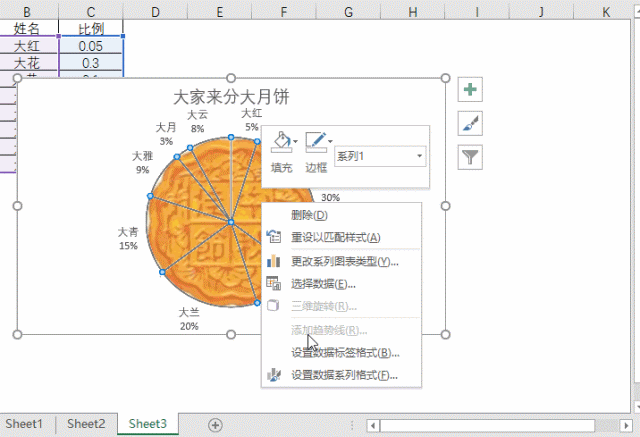 excel图表怎么制作一个月饼图(图4)