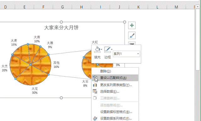 excel图表怎么制作一个月饼图(图9)