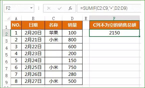 SUMIF函數(shù)用法實(shí)例(圖6)