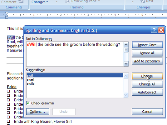 如何在Word 2007中运行拼写检查？