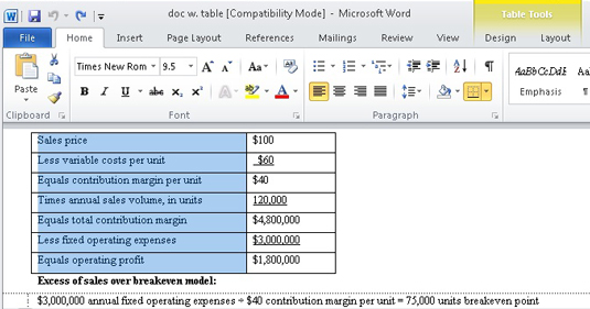 如何在Word 2010表中使用文本？